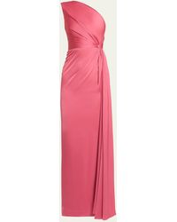 Alex Perry - One-shoulder Twisted Satin Crepe Column Gown - Lyst