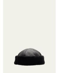 Pologeorgis - Napa Leather And Shearling Trapper Hat - Lyst