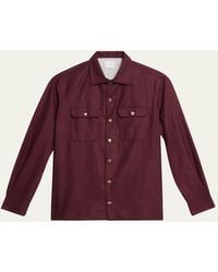 Brunello Cucinelli - Carded Flannel Overshirt - Lyst