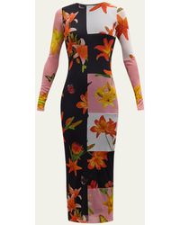 Fuzzi - Floral Patchwork-print Tulle Maxi Dress - Lyst
