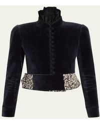 Chloé - Spencer Embroidered-Belt Velvet Crop Jacket - Lyst