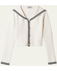 Miu Miu - Piped Sailor Collar Cropped Cardigan - Lyst