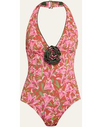 VERANDAH - Rosette Halter One-piece Swimsuit - Lyst