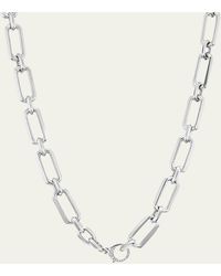Sheryl Lowe - Large Oval Link Chain Necklace With Pave Diamond Clasp - Lyst