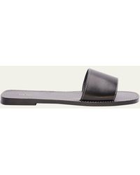 The Row - Link Leather Flat Slide Sandals - Lyst