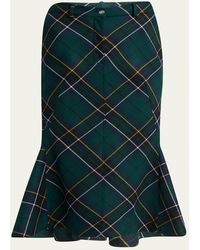 McQueen - Tartan-Print Fit-&-Flare Midi Skirt - Lyst