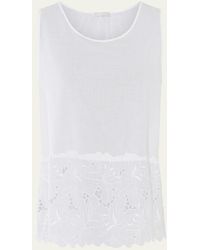 Hanro - Clara Floral-embroidered Cotton Tank Top - Lyst