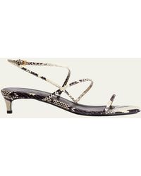KHAITE - Strappy Python-Embossed Kitten Sandals - Lyst