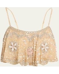 LoveShackFancy - Sorwyn Embellished Crop Top - Lyst