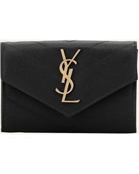 Saint Laurent - Ysl Monogram Small Flap Wallet In Grained Leather - Lyst
