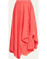 McQueen - Pleated Asymmetric Draped Midi Skirt - Lyst