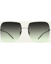 Barton Perreira - Sharona Rimless Silver Titanium Square Sunglasses - Lyst