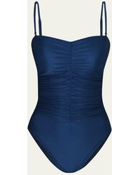 L'Agence - Aubrey Shimmer Ruched One-piece Swimsuit - Lyst