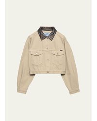 Prada - Cropped Old Denim Jacket - Lyst