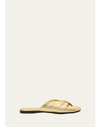 Loewe - X Paula's Ibiza Pebble Soft Metallic Leather Slide Sandals - Lyst