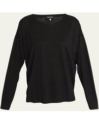 Eskandar - Long Sleeve Boat-neck Linen T-shirt (mid Plus Length) - Lyst