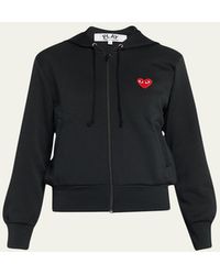 COMME DES GARÇONS PLAY - Heart Logo Zip Hooded Sweatshirt - Lyst