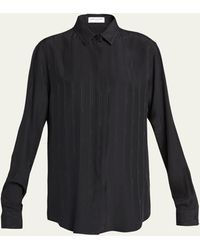 Saint Laurent - Silk Button-front Shirt With Logo Stripes - Lyst