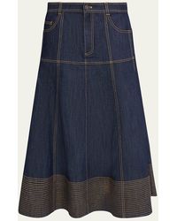 Cinq À Sept - Hester A-Line Denim Skirt With Topstitching - Lyst