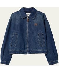 Miu Miu - Oversized Zip-Up Denim Jacket - Lyst