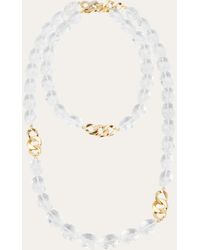Verdura - 18k Yellow Gold Curb-link And Rock Crystal Necklace - Lyst