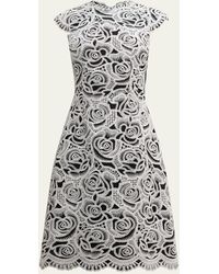 Teri Jon - Cap-sleeve Floral Lace Midi Dress - Lyst