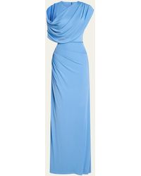 Halston - Casi Side-slit Draped Jersey Gown - Lyst