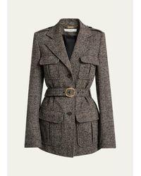 Chloé - Wool Chevron Belted Utility Jacket - Lyst
