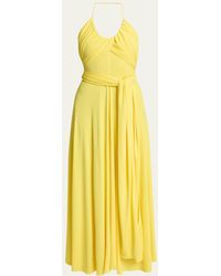 Alaïa - Crossover Wrap Jersey Halter Maxi Dress - Lyst