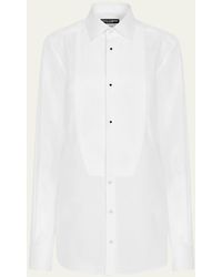 Dolce & Gabbana - Popeline Button-front Shirt With Pleated Bib - Lyst