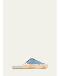 Prada - Triangle Logo Suede Espadrille Mules - Lyst
