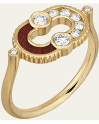 Viltier - Magnetic Semi Bull-eye Ring In 18k Yellow Gold And Diamonds - Lyst