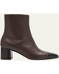 Ferragamo - Sambi Cap-Toe Leather Ankle Boots - Lyst