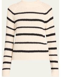 Vince - Ribbed Stripe Raglan-sleeve Crewneck Sweater - Lyst