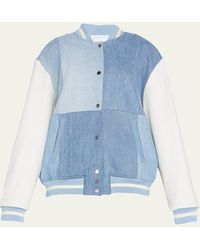 EB DENIM - Denim Colorblock Varsity Jacket - Lyst