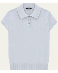 Theory - Cap-Sleeve Cotton And Merino Wool Polo Top - Lyst