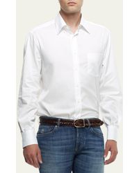 Brunello Cucinelli - Basic Fit Solid Sport Shirt With Button-down Collar - Lyst