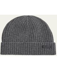 Brioni - Cashmere Rib Leather-Label Beanie Hat - Lyst