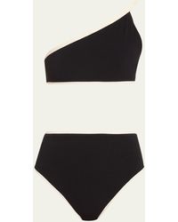 Lisa Marie Fernandez - Crepe Two-piece Bikini Set With Contrast Piping - Lyst