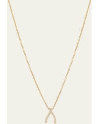Jennifer Meyer - Diamond Mini Wishbone Necklace 18k Yellow Gold - Lyst