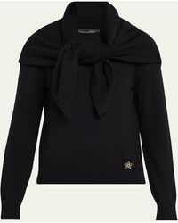 Oscar de la Renta - Crewneck Cashmere Sweater With Removable Scarf - Lyst