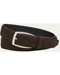Brioni - Square-Buckle Suede Belt - Lyst