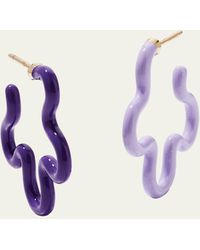 Bea Bongiasca - Two-tone Asymmetrical Flower Small Hoop Earrings In Lavender And Purple Enamel - Lyst