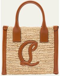Christian Louboutin - By My Side Mini Tote In Raffia With Cl Logo - Lyst