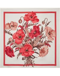 Ferragamo - Poppies Print Silk Square Scarf - Lyst