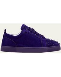 Christian Louboutin - Louis Junior Spikes Low-top Suede Sneakers - Lyst