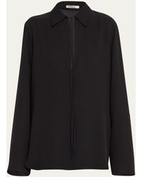 The Row - Malon Long-sleeve Silk Collared Shirt - Lyst