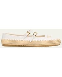 Prada - Leather Dual Mary Jane Ballerina Espadrilles - Lyst