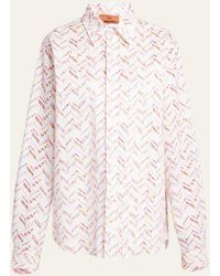 Missoni - Chevron Broderie Anglaise Long-sleeve Collared Shirt - Lyst
