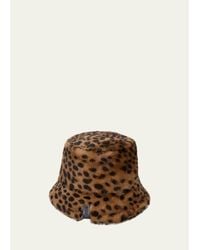 Loewe - Leopard-Print Shearling Bucket Hat - Lyst